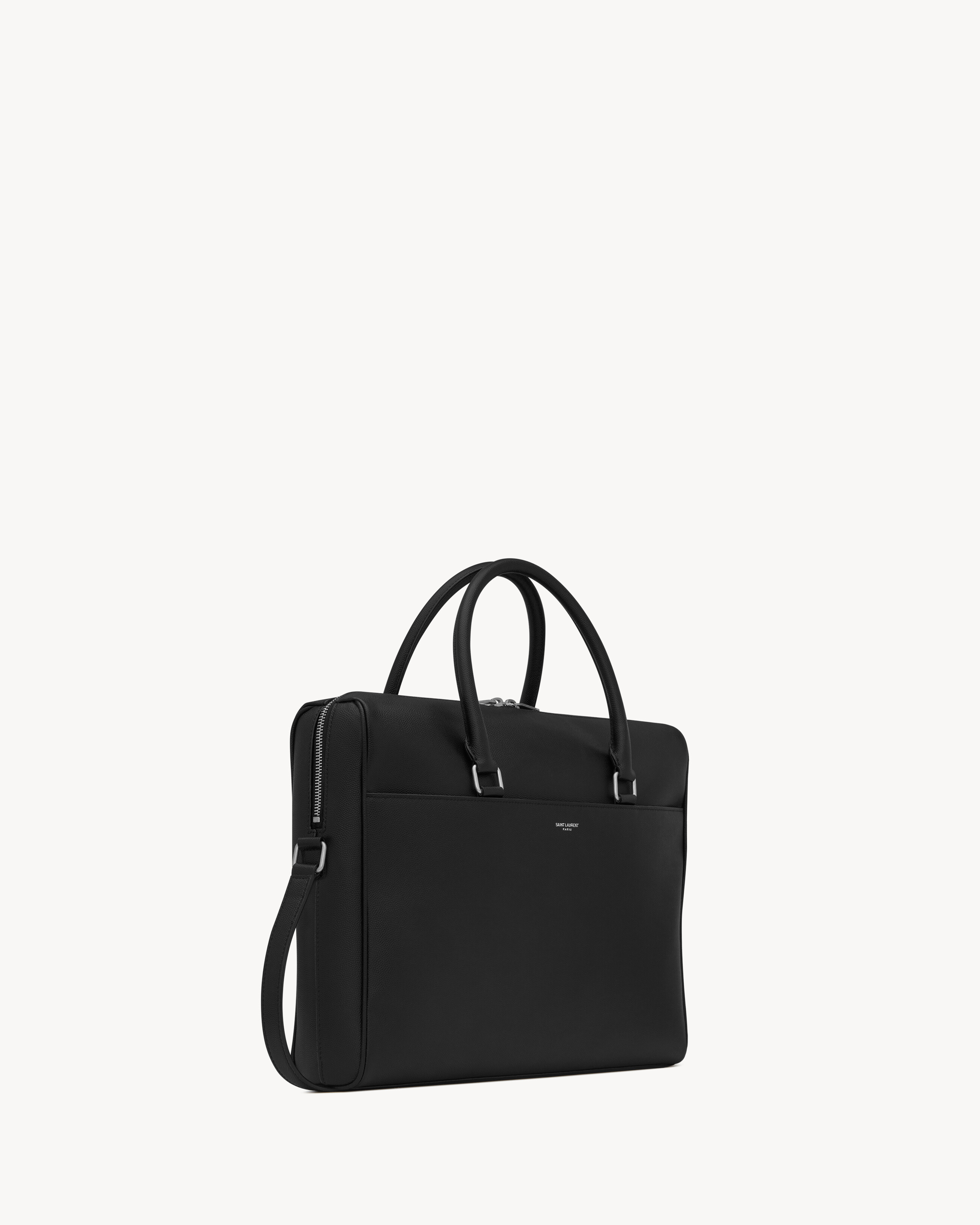 Портфель DUFFLE из тисненной кожи grain de poudre Saint Laurent, черный — фото 4