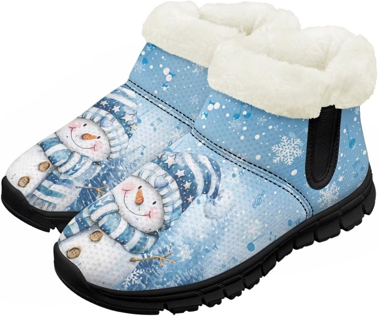 

Детские водонепроницаемые зимние ботинки для снега - теплые, с меховой подкладкой для мальчиков и девочек (малыши/маленькие дети/старшие дети), черная подошва Pzuqiu, Christmas Snowman