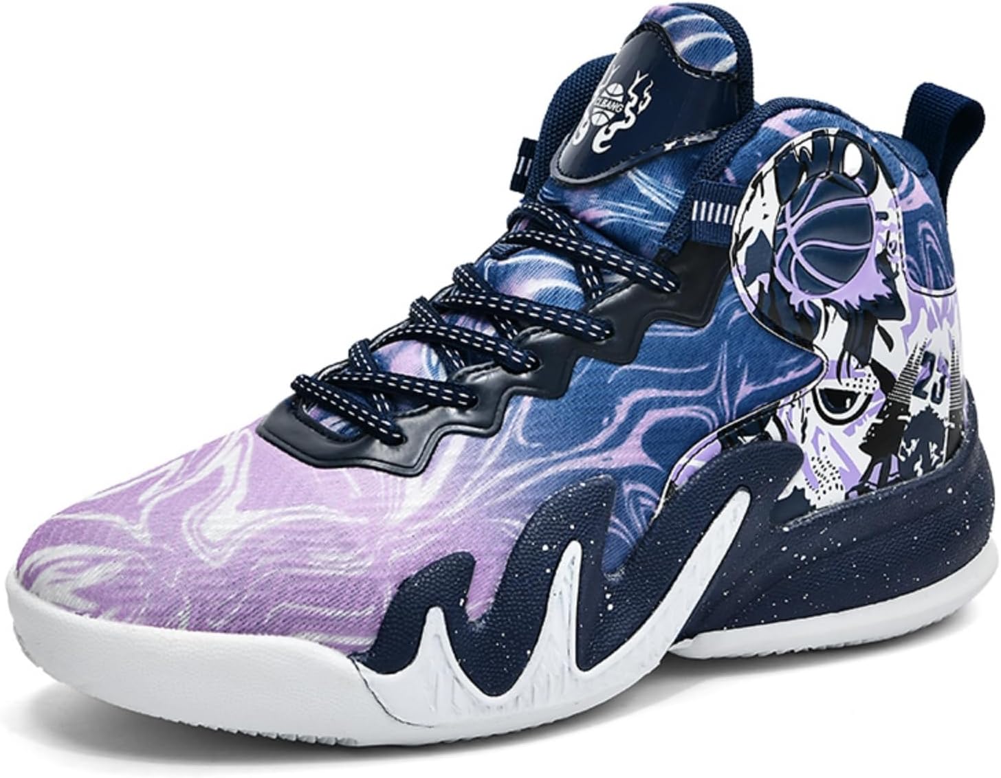 

Мужские дышащие баскетбольные кроссовки на шнуровке с сеткой, модные высокие, противоскользящие, повседневные, для спортзала, тенниса и бега Boaobaihuo, синий