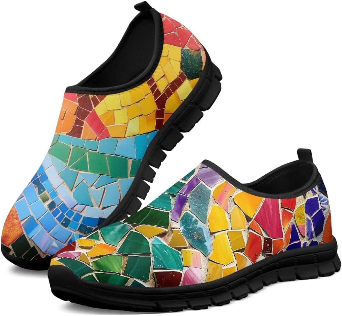 

Мужские слипоны Twousenru, удобные повседневные лоферы, широкие, с нескользящей подошвой, обувь для работы, домашние тапочки, легкие кроссовки для улицы, Abstract Color Patches