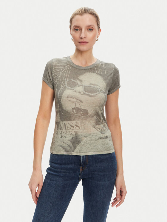 

Футболка regular fit W5YI36 KBYH0 Guess, зелёный