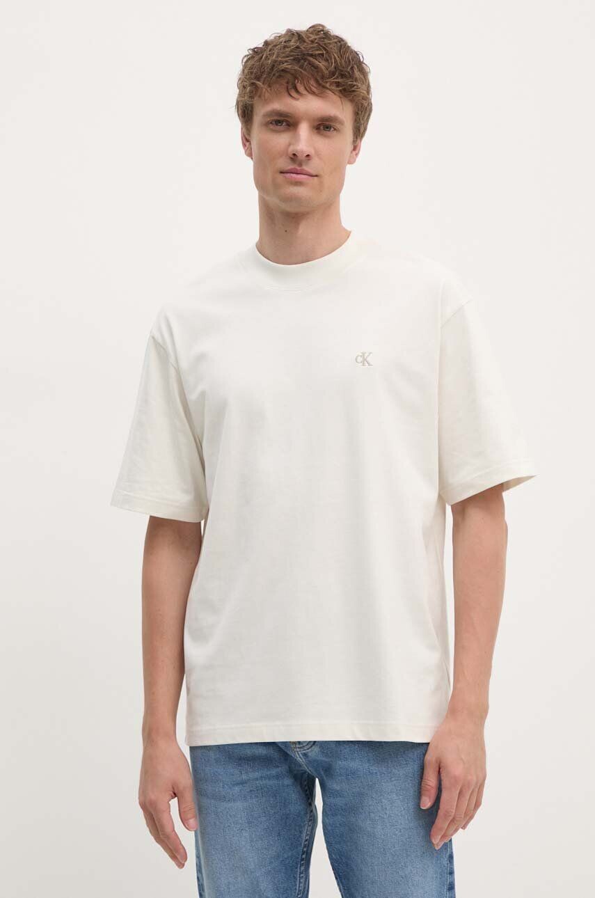 

Хлопковая футболка Calvin Klein Jeans, бежевый