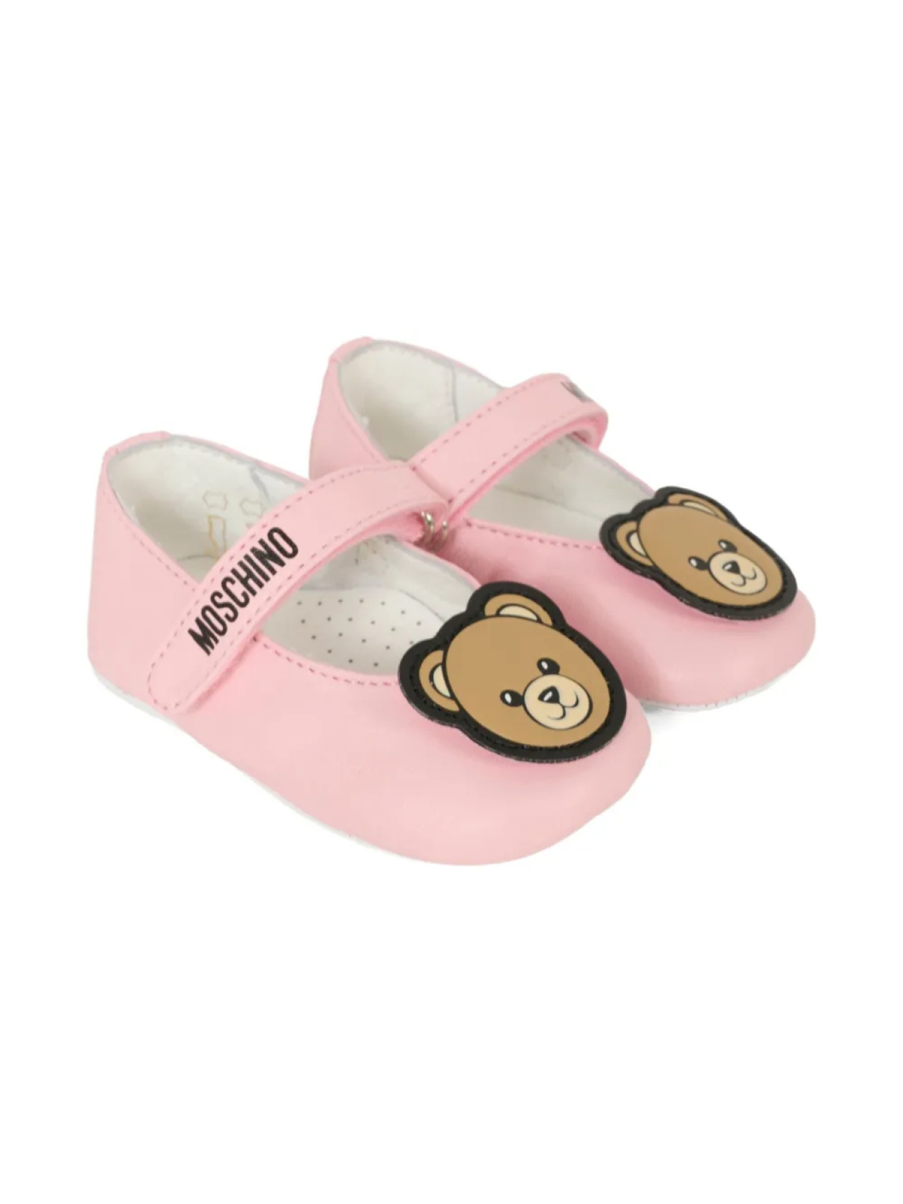 

Туфли-балетки Moschino Kids с украшением в виде плюшевого мишки, розовый