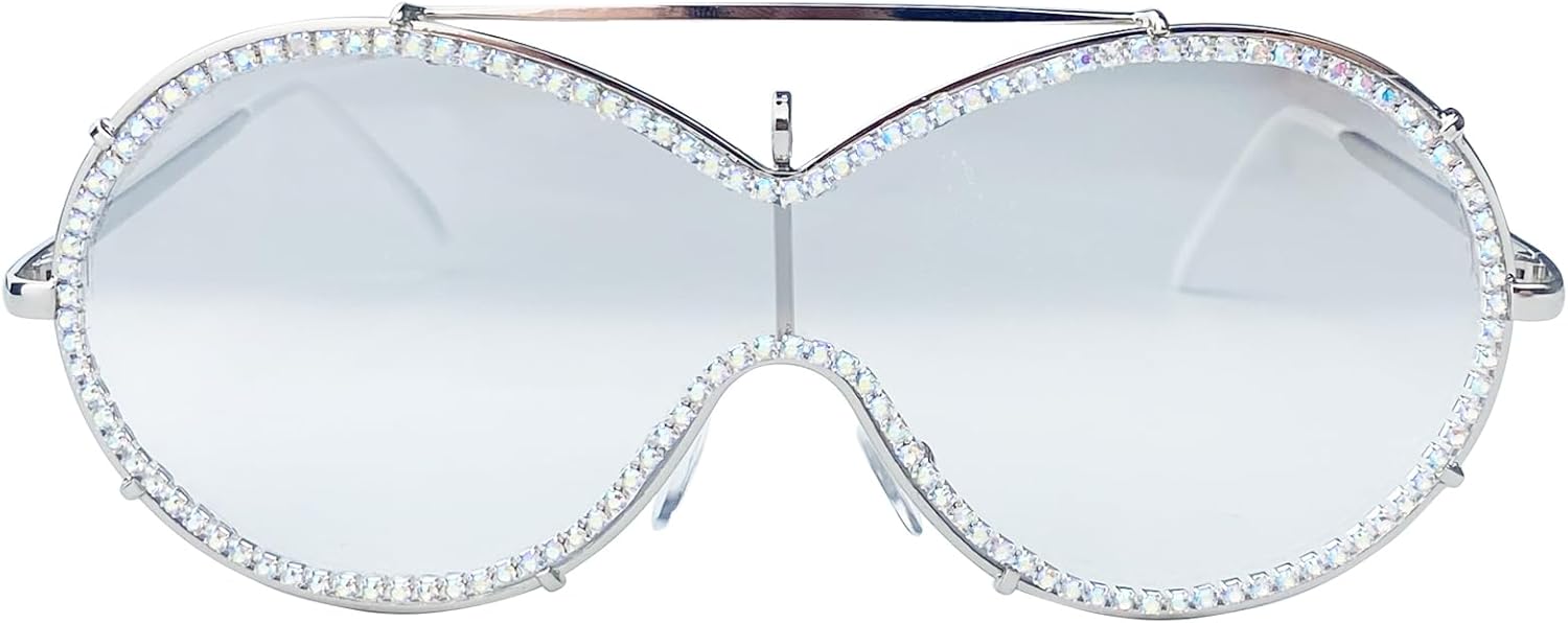 

Большие солнцезащитные очки-пилот для женщин, модные, в крупной оправе, цельные, солнцезащитные очки-маска, стильные, в металлической оправе, овальной формы mincl, Ad Silver