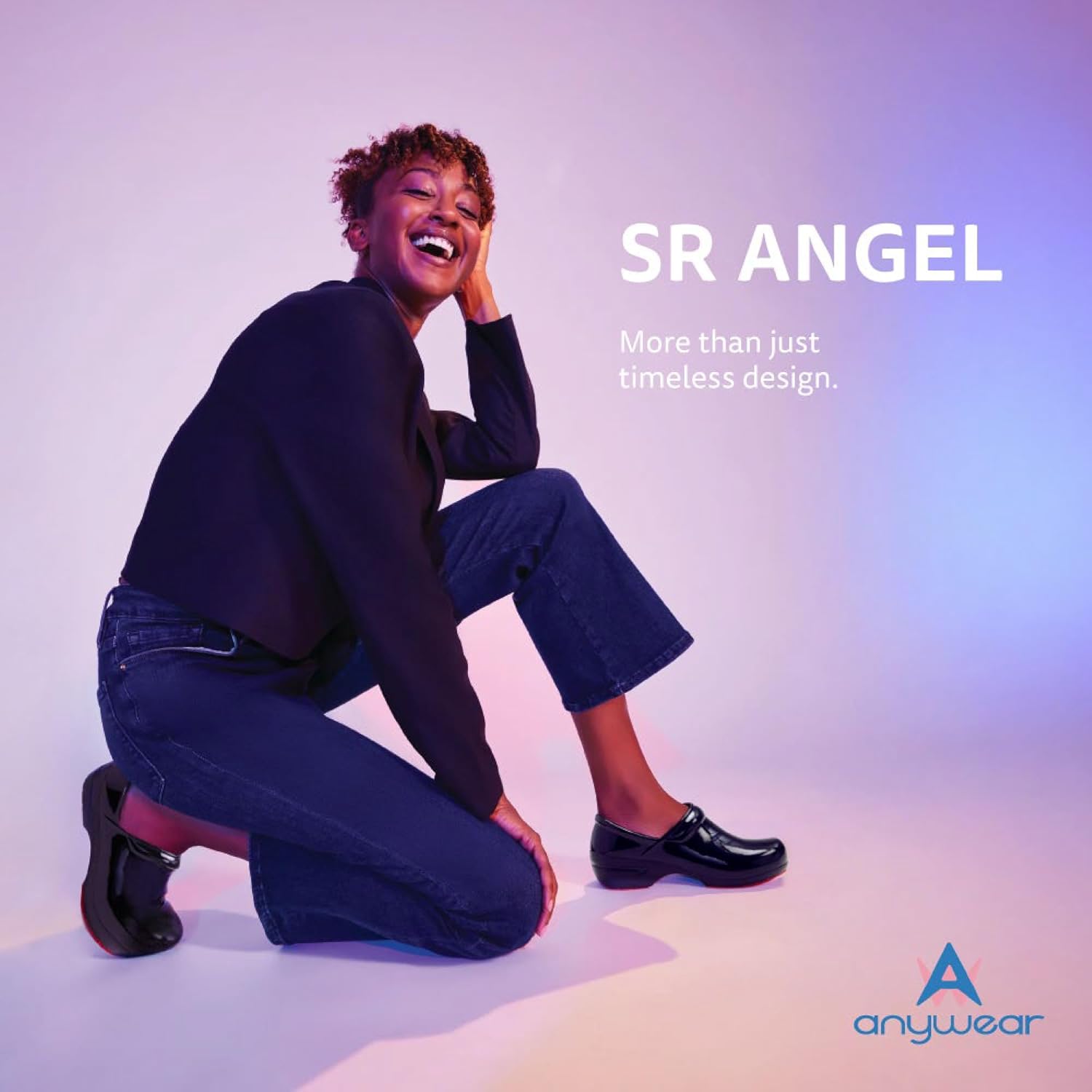 Сабо для медсестер Anywear SR Angel - Нескользящая рабочая обувь для женщин и мужчин - Противоскользящие комфортные туфли для медсестер, синий — фото 2