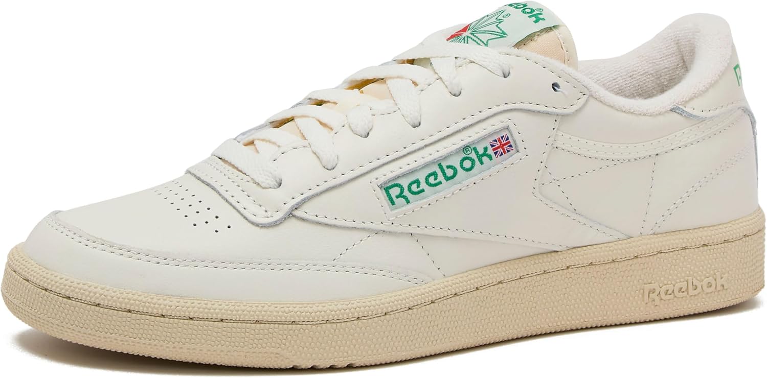 Мужские винтажные теннисные кроссовки Reebok Club C 85, Top-chalk/Paperwhite/Glen Green