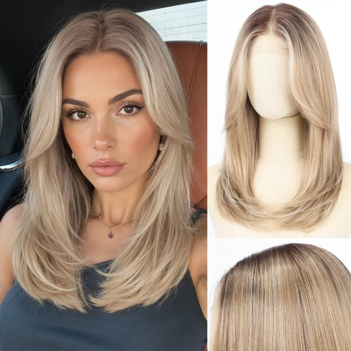 Синтетический парик Lace-Front Ombre блонд-коричневый Testar, Ombre Blond-Braun