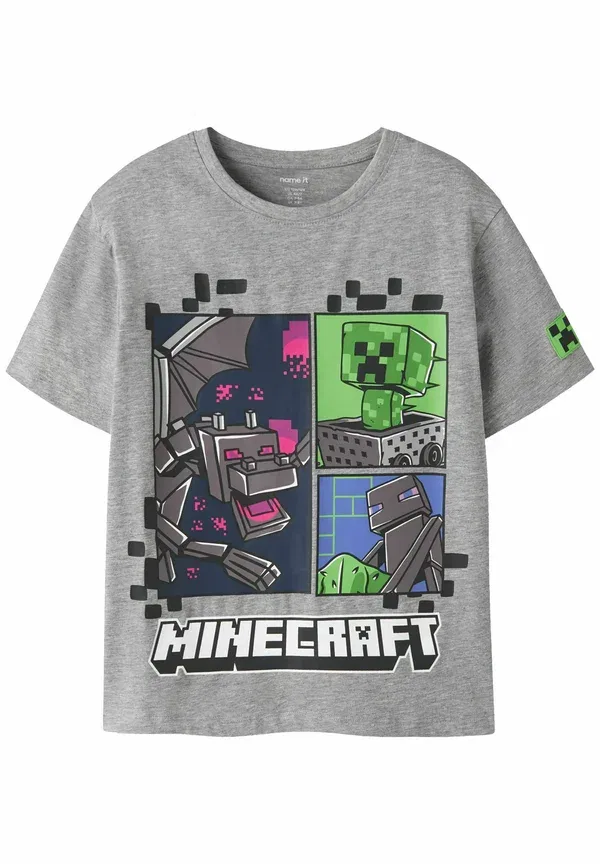 Футболка Name It minecraft print t-shirt, серый меланж