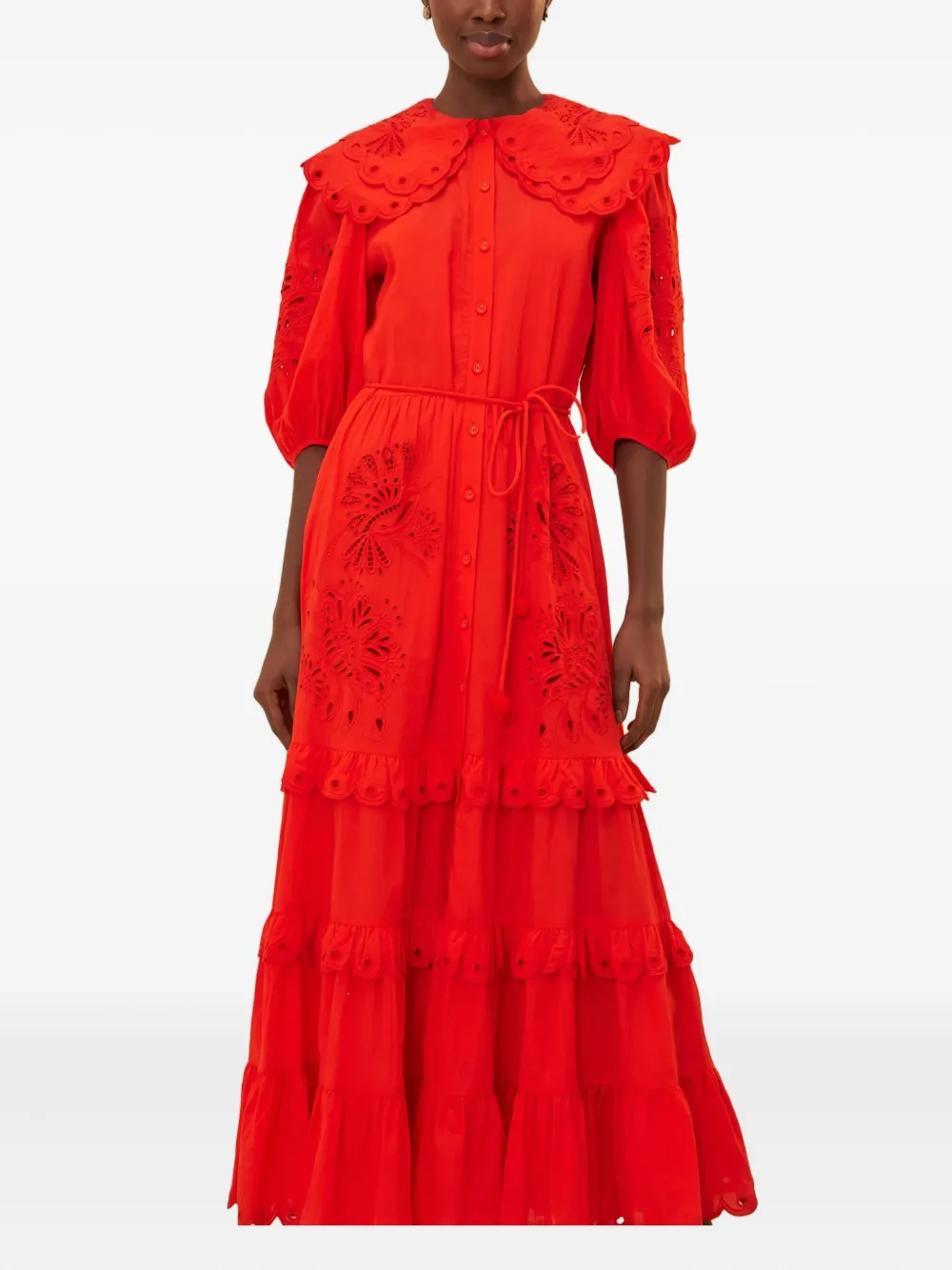 

Платье макси «Колибри Ришелье» FARM Rio, красный