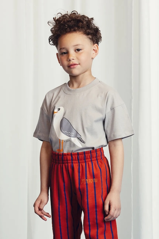 

Детская хлопковая футболка Seagull Mini Rodini, серый