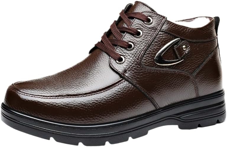 

Мужские оксфорды из кожи на шнуровке большого размера для деловой моды, утепленные флисом лоферы Hhhchpm, коричневый