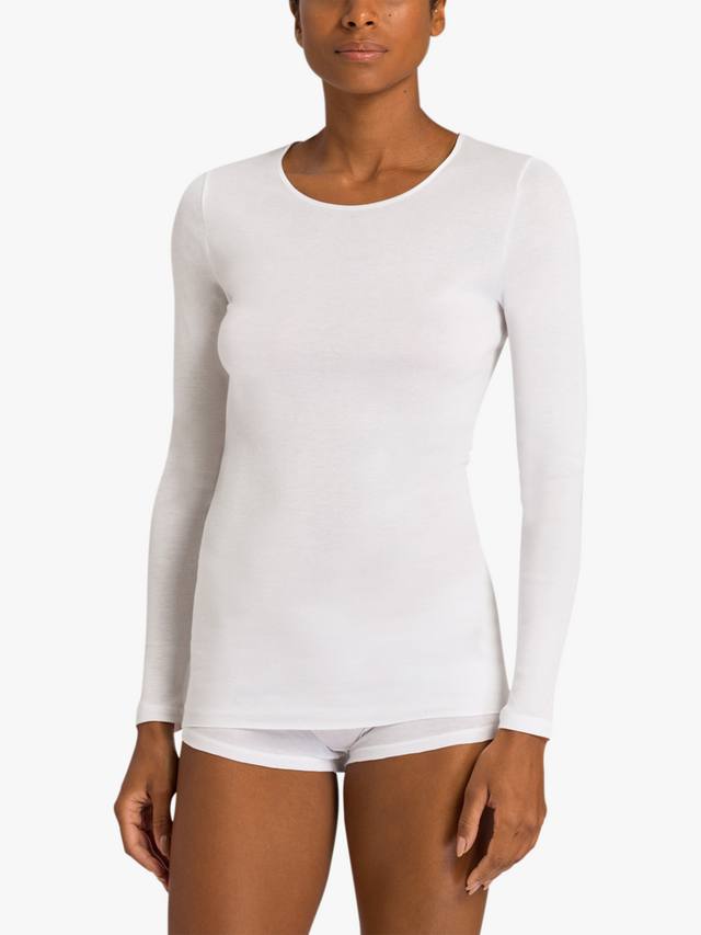 

Хлопковая бесшовная футболка с длинными рукавами Hanro, White