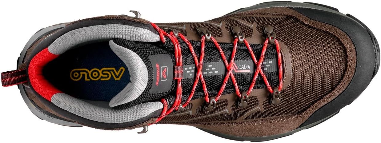 Мужские туристические ботинки ASOLO ACADIA MID GTX на шнуровке до щиколотки с водоотталкивающим верхом из замши и нейлона, дышащей подкладкой, коричневый/серый — фото 4