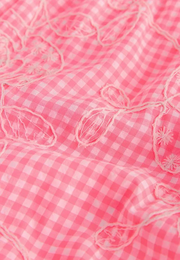 Шорты в клетку стандартного кроя с вышивкой Next, Neon Pink White — фото 2