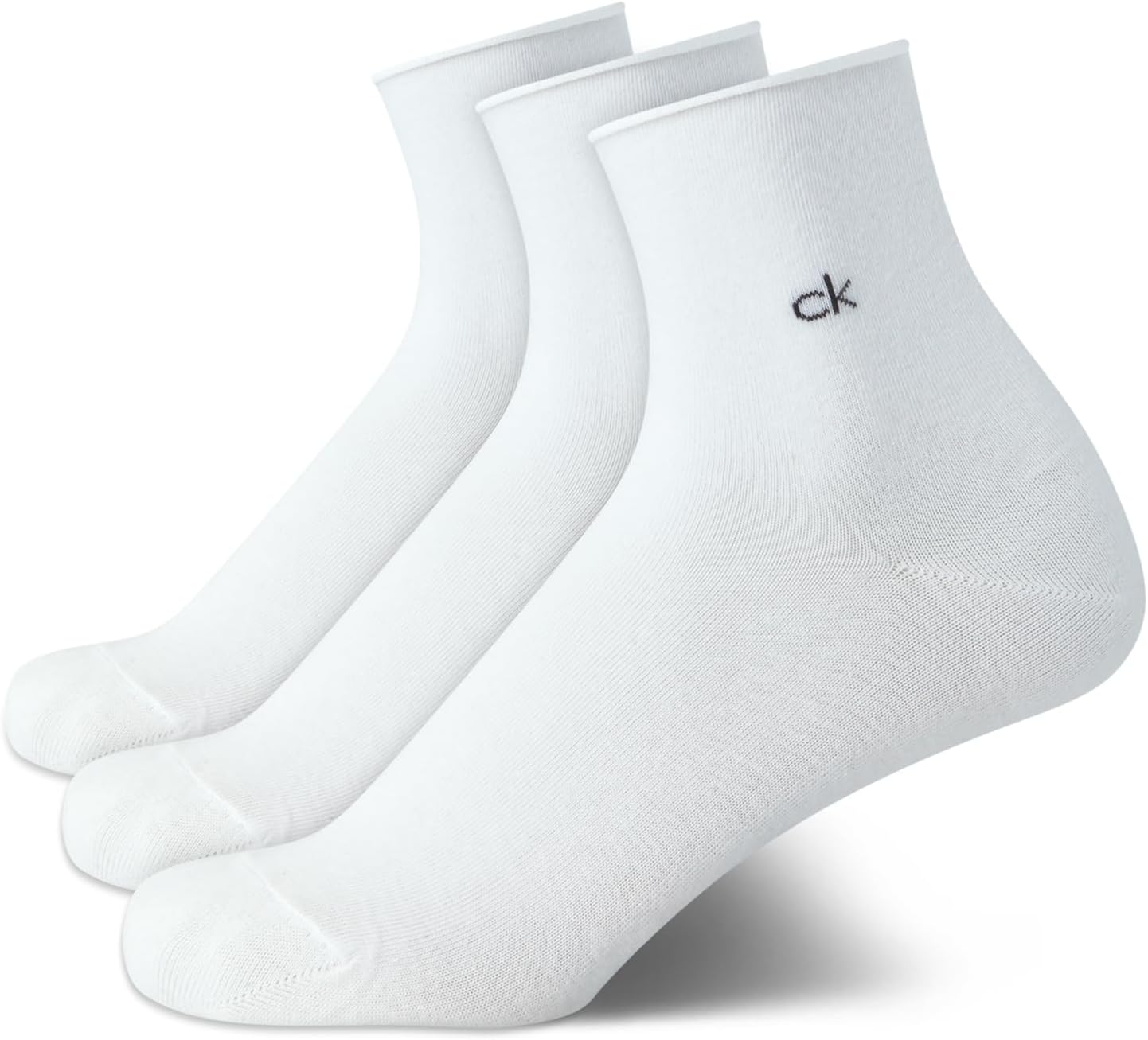 

Женские носки Calvin Klein Crew Socks - 3 пары мягких хлопковых носков с отворотами на манжетах, мини/средней длины, для женщин (размер обуви: 4-10), White