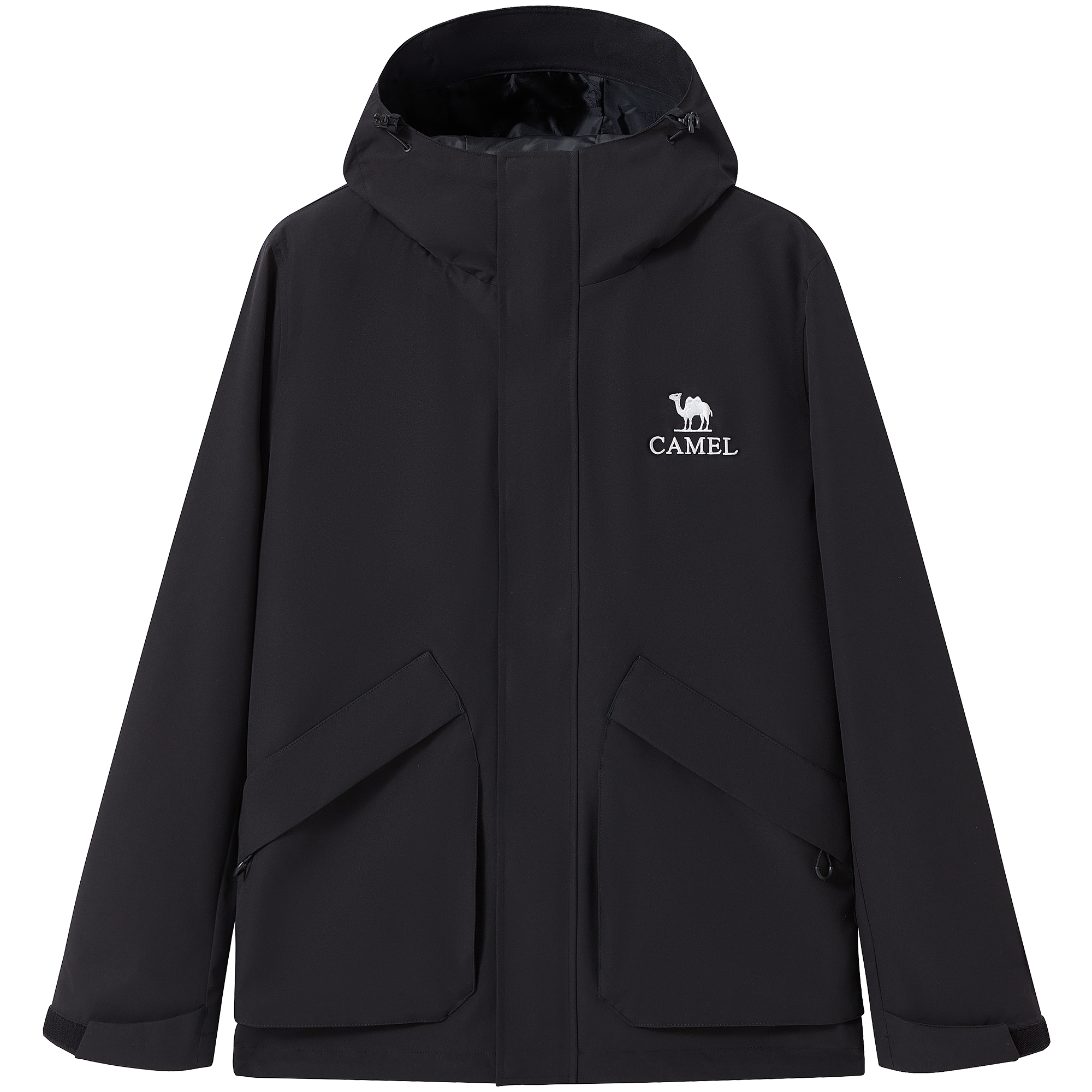 

Куртка мужская Urban Techwear Workwear с капюшоном, ветро- и влагозащитная, с большими карманами CAMEL, phantom черный