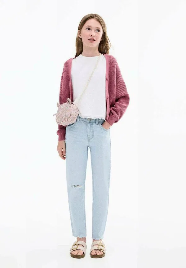Детские джинсы прямого кроя для подростков Mango Kids, Light Blue