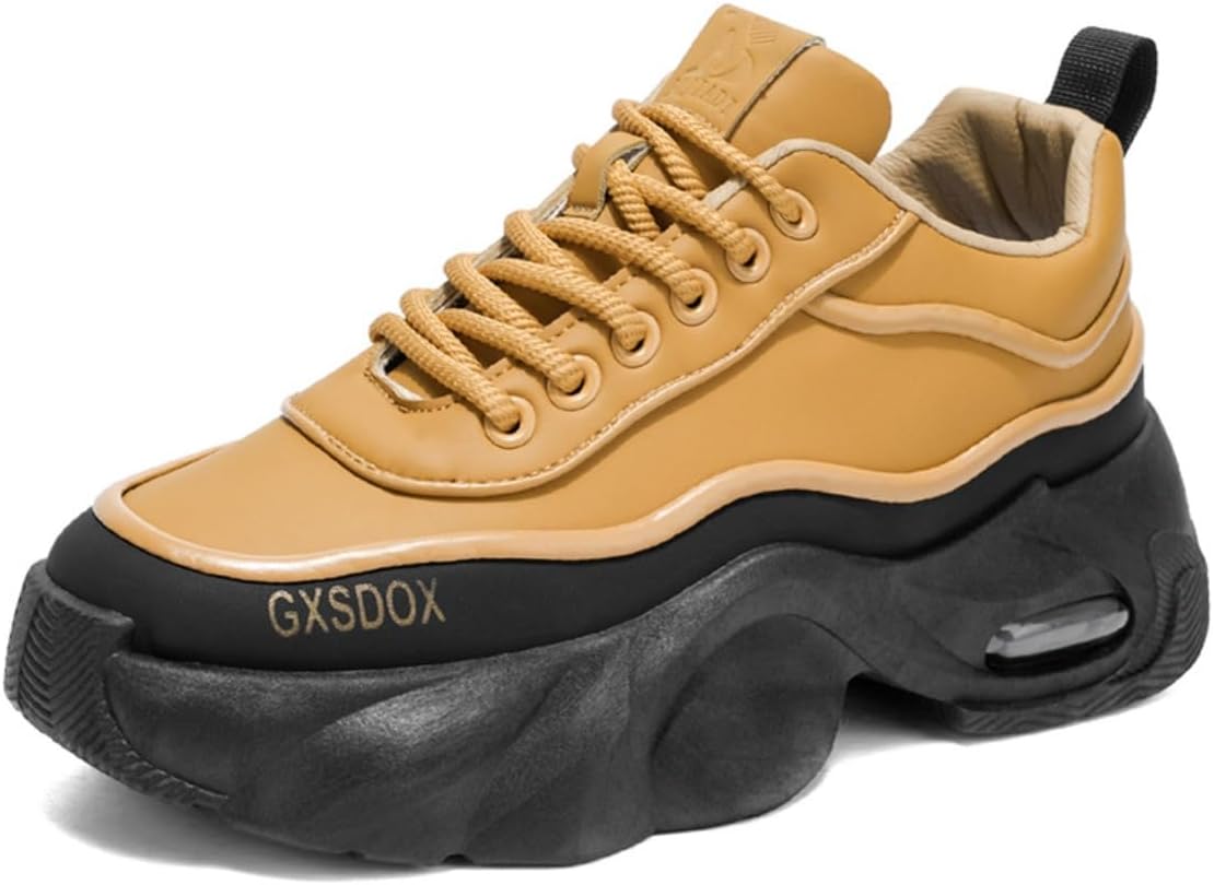 

Мужские ретро кроссовки с массивной подошвой из искусственной кожи с увеличением роста на 5 см для повседневной носки и прогулок с амортизирующей подошвой с воздушной подушкой Ctkvbmeoi, бежевый