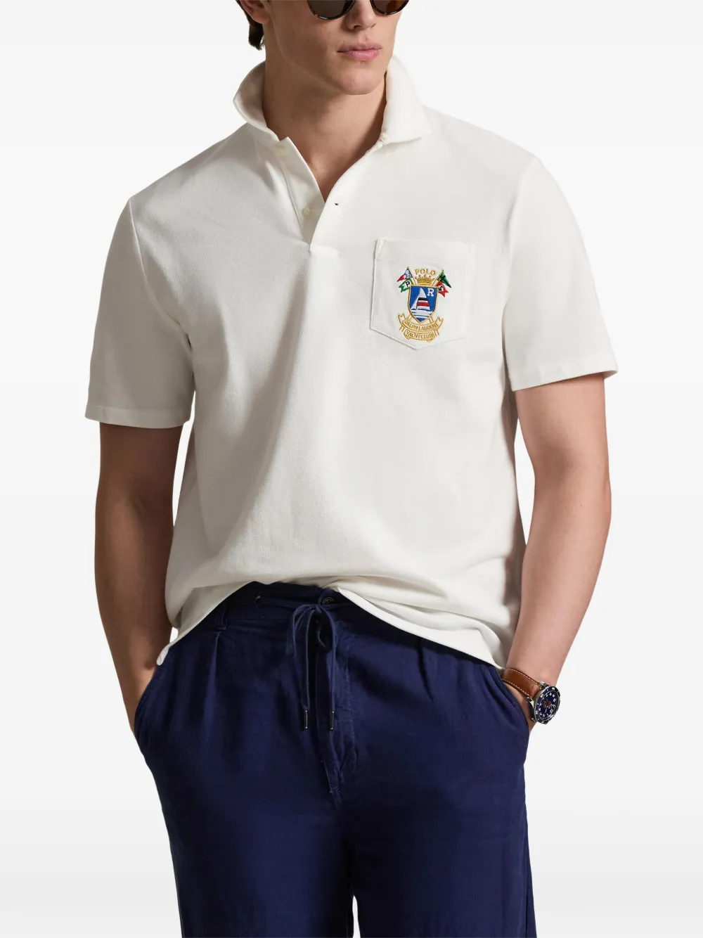 Рубашка поло с накладным карманом Polo Ralph Lauren, бежевый — фото 3