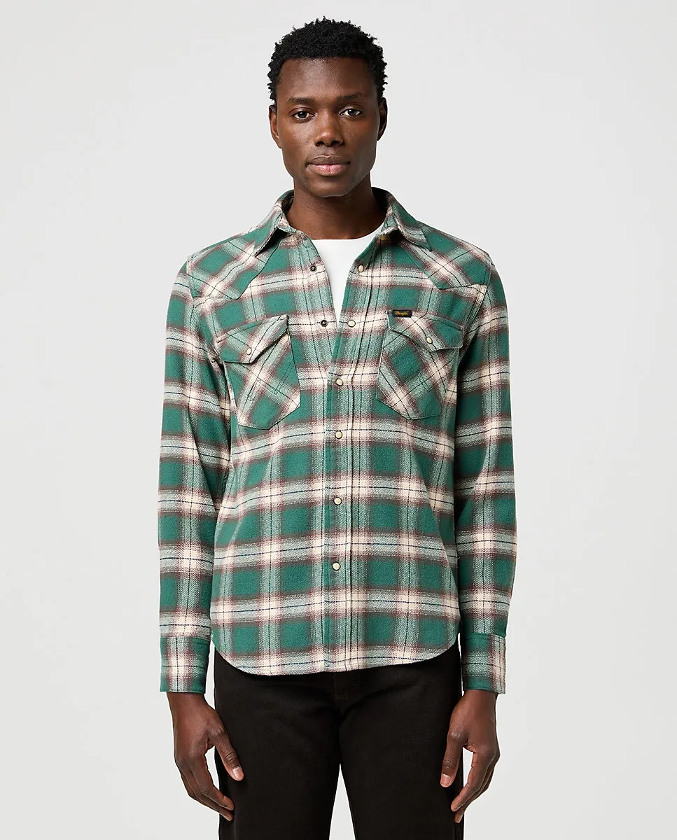 

Мужская западная рубашка с длинным рукавом Wrangler, зеленый