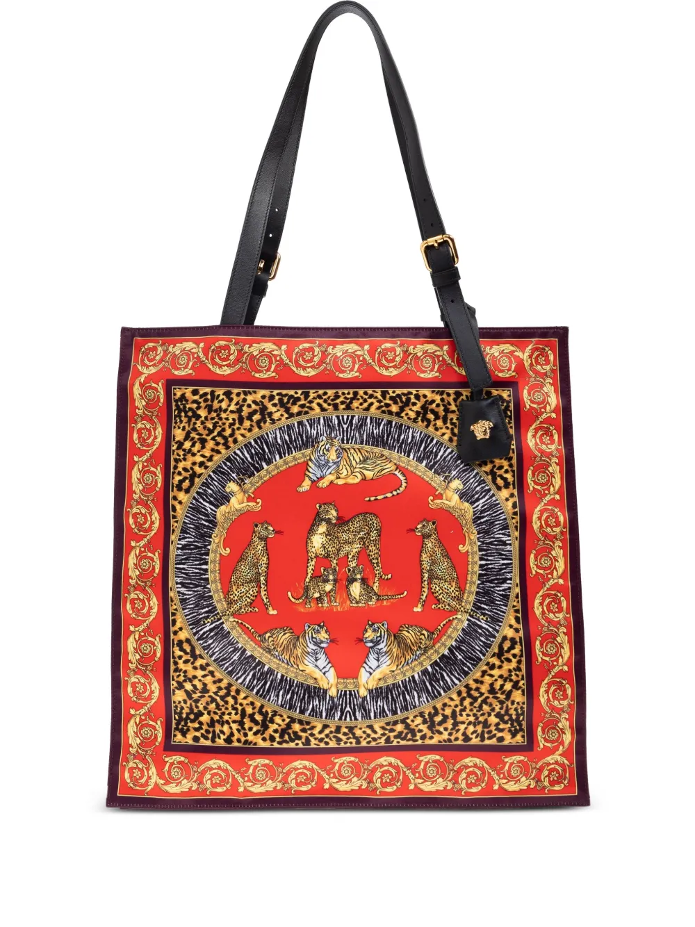 

Сумка-тоут с анималистичным принтом VERSACE, красный