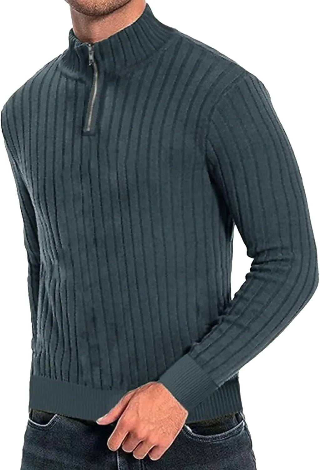 

Maiyifu-GJ мужской пуловер с молнией на четверть, Casual Slim Fit