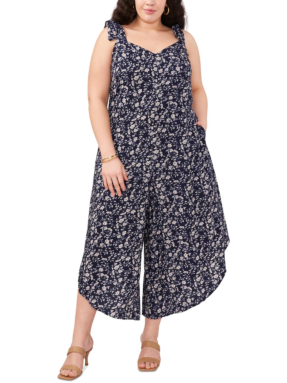 

Женский комбинезон с широкими штанинами и цветочным принтом Plus Vince Camuto, цвет classic navy