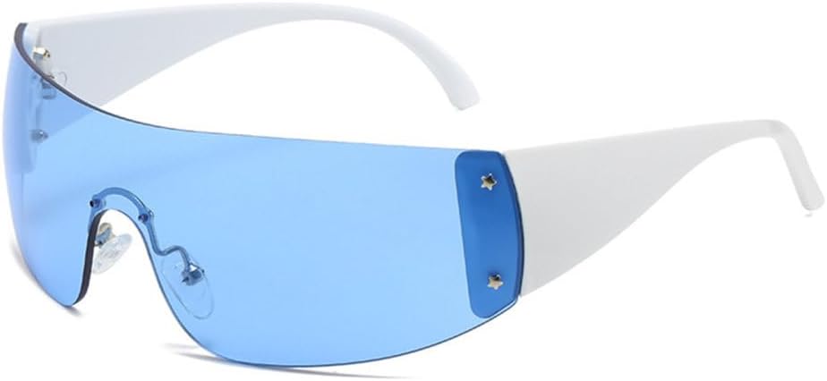 

MUTYNE Панк Винтажные Солнцезащитные очки для женщин, солнцезащитные очки-обтекатели для мужчин, солнцезащитные очки UV400, спортивные цельные очки, модные без оправы, White Blue