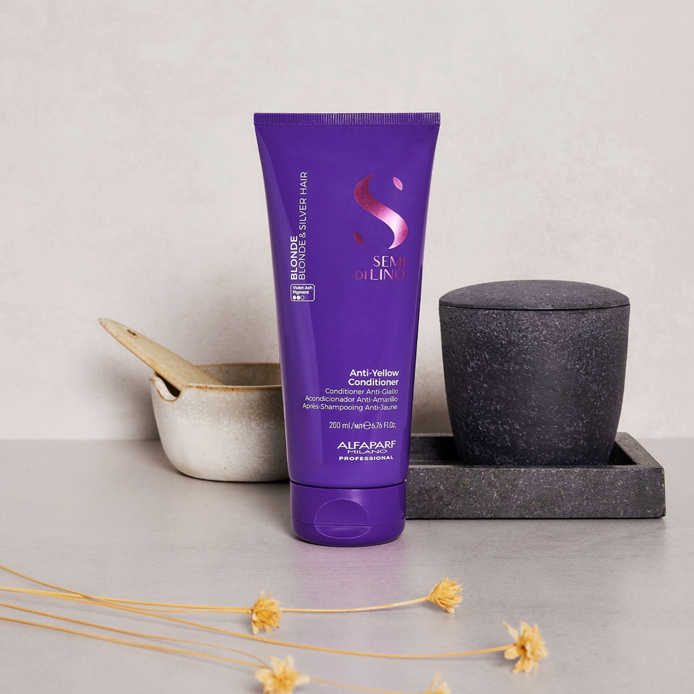 Кондиционер Semi di lino blonde с фиолетовыми пигментами для светлых и осветленных волос Alfaparf Milano, 200 мл — фото 4