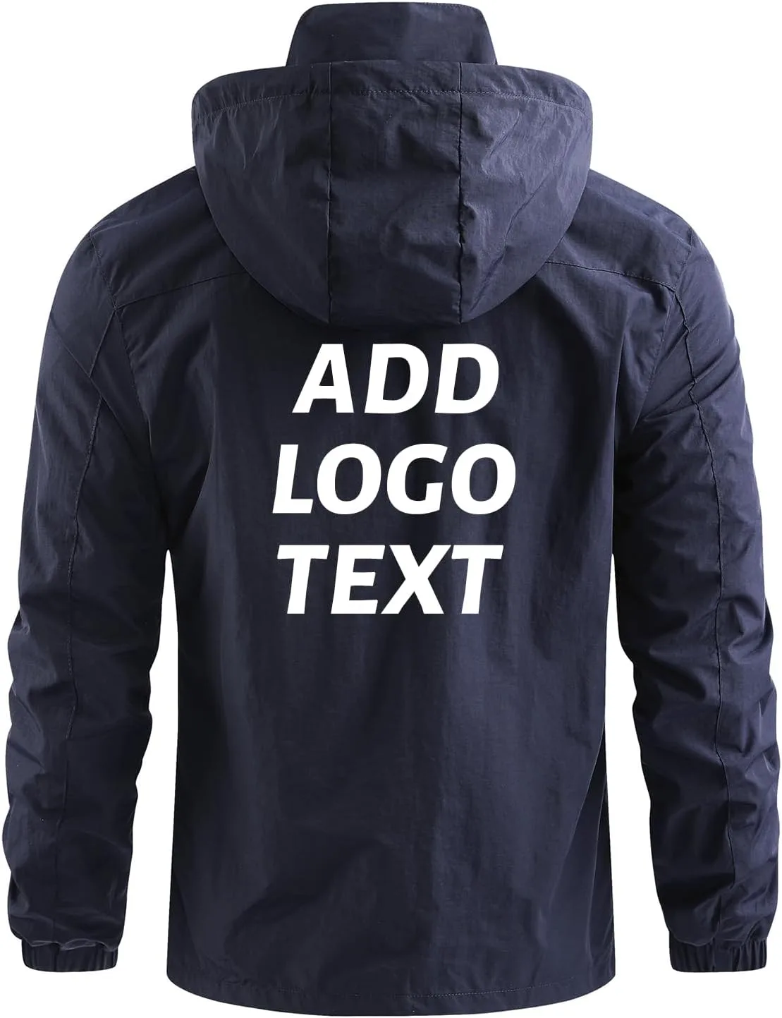 Куртка Custom Jacket Add Your Own для мужчин, легкая водонепроницаемая дождевик на молнии с карманом Generic, синий — фото 2