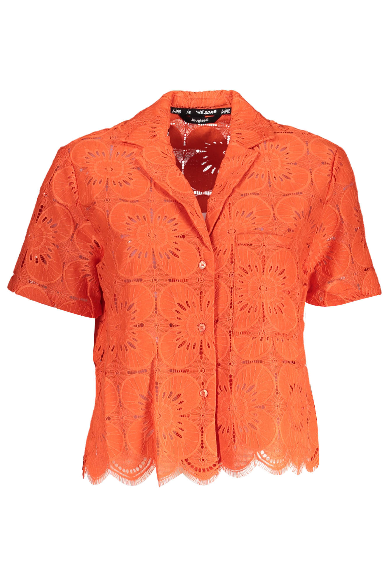 

Блузка женская Desigual с коротким рукавом ажурная, оранжевый