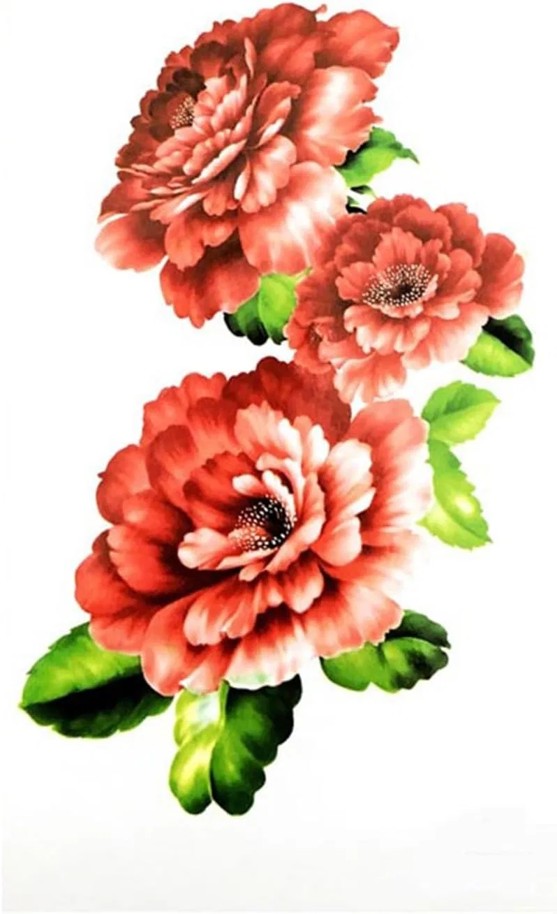 Временная татуировка с пионом, Natural, 1 шт