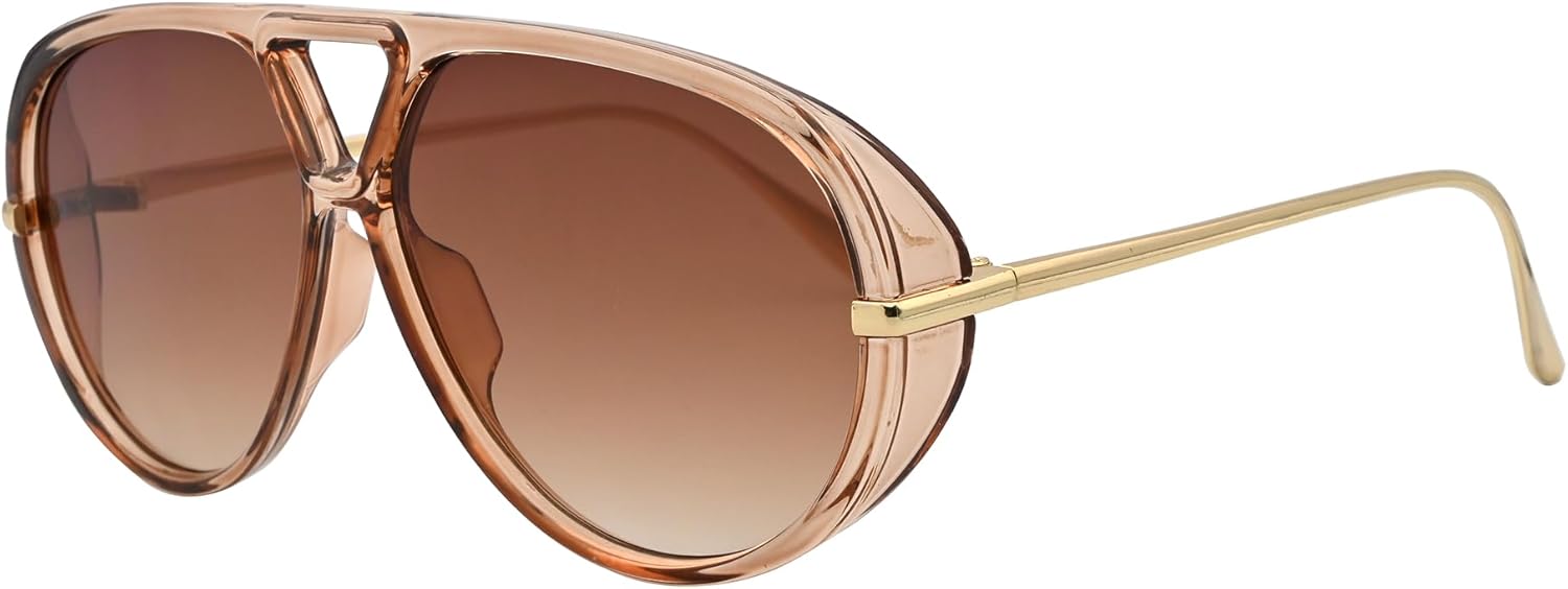 

Модные солнцезащитные очки-авиаторы большого размера для женщин и мужчин, в стиле ретро, ​​большие солнцезащитные очки-щитки, винтажные очки Teumire, A06 Light Brown/Gradient Brown