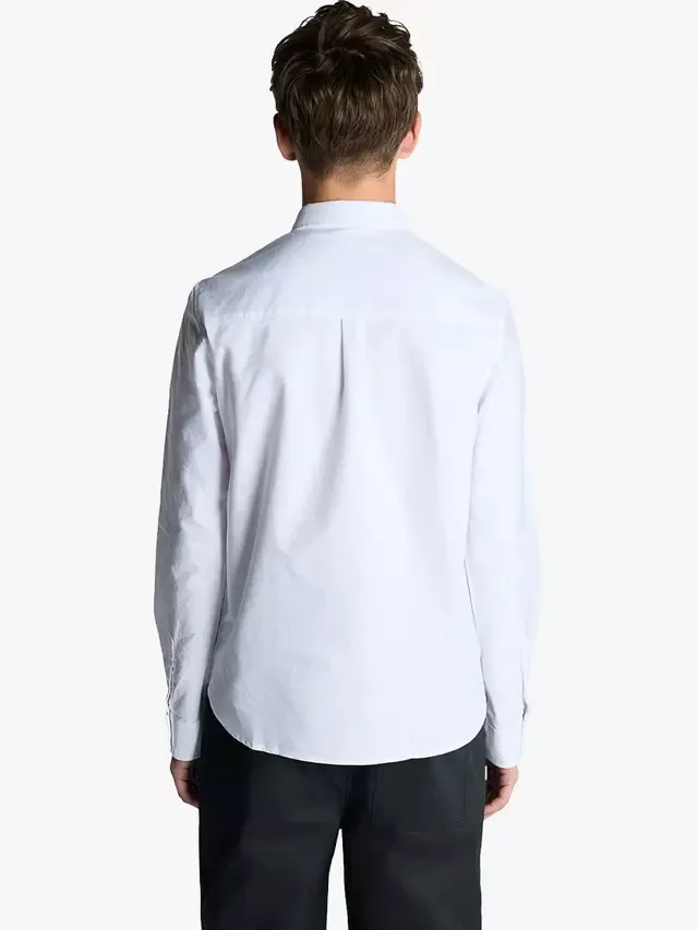 Детская рубашка с длинными рукавами Riviera из чистого хлопка, оксфордская Lyle & Scott, White — фото 4