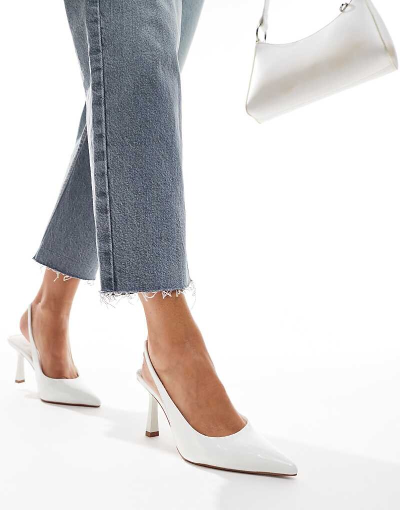 

Белые полуботинки на шпильке с пяткой Salty ASOS DESIGN