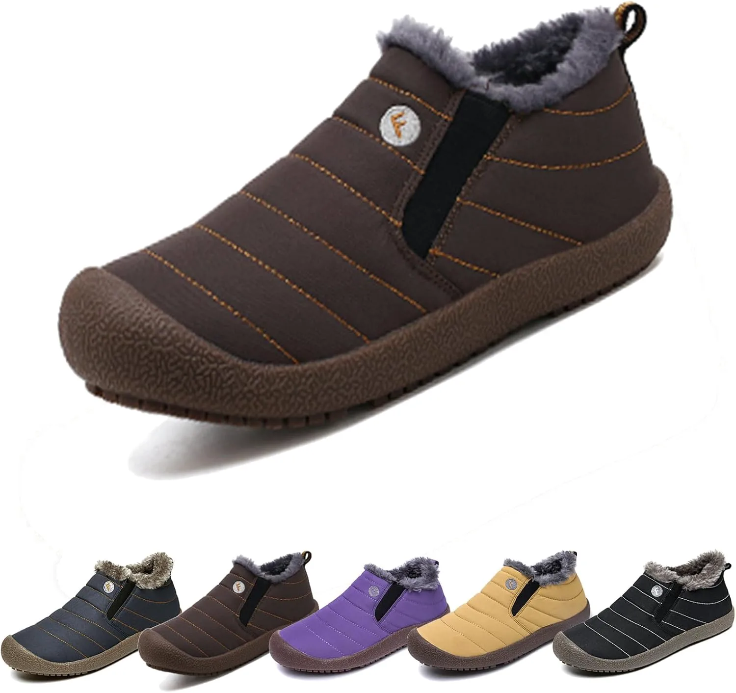 

Мужская водонепроницаемая обувь, женские зимние ботинки, утепленные плюшевые ботинки с противоскользящей подошвой YAMIELO, коричневый