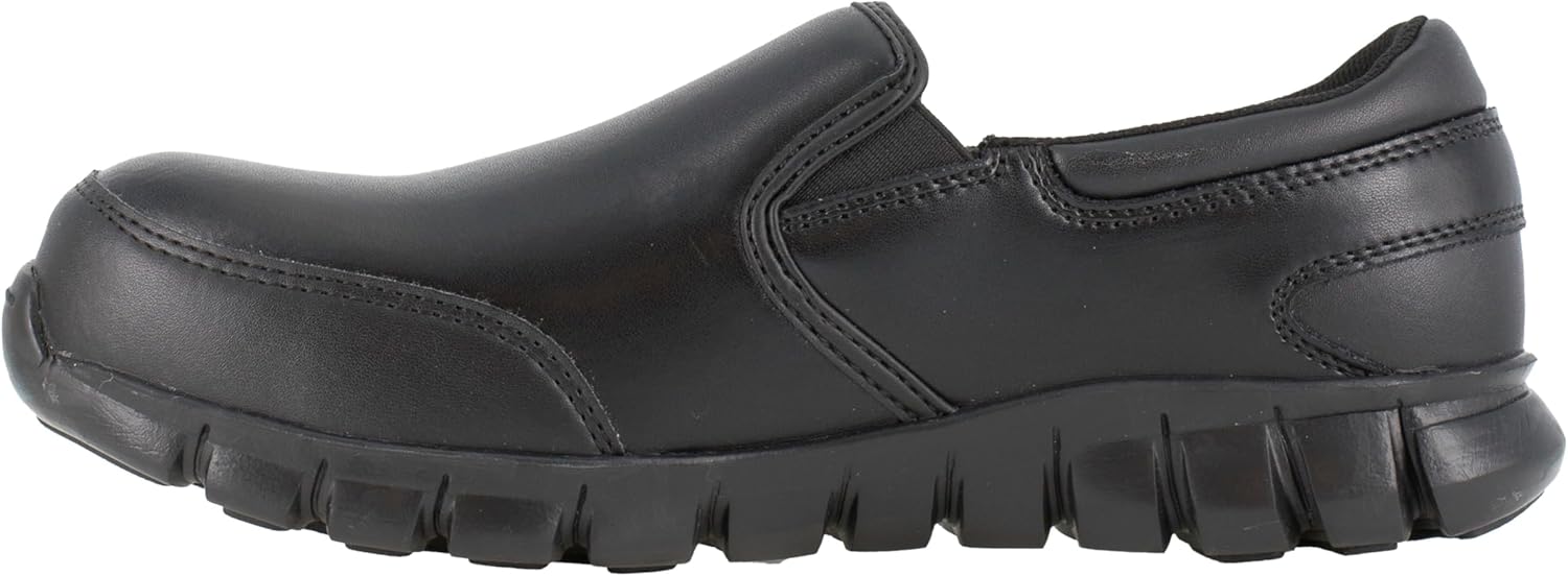 Reebok Work Mens Sublite Cushion Composite Toe ESD Slip On Work Safety Shoes Casual - Black, черный — фото 4