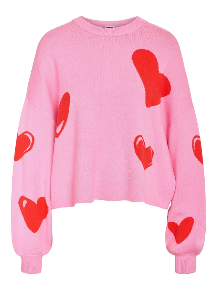 

Noisy may Жаккардовый вязаный свитер с фактурным узором розового цвета