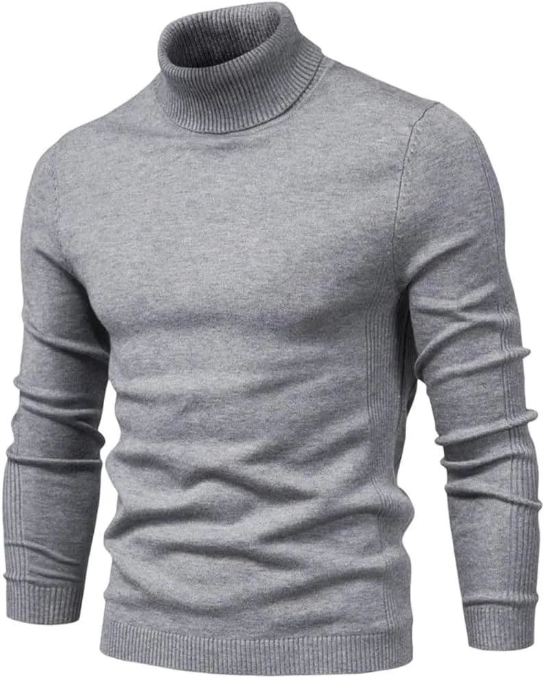 

Мужской свитер с высоким воротником 2025 — теплый вязаный пуловер Slim Fit