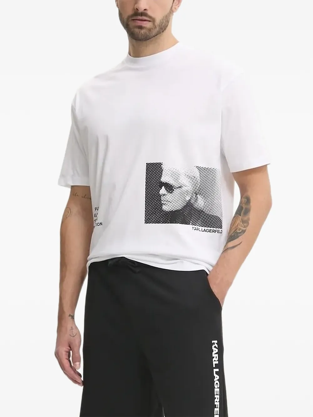 

Футболка с портретным принтом KARL LAGERFELD, белый