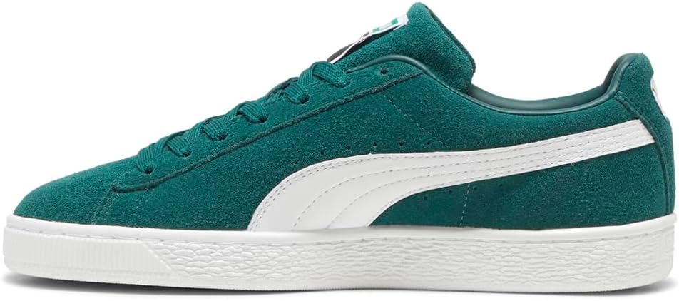 Мужские замшевые классические кроссовки PUMA с шнуровкой - повседневные, зеленые — фото 3