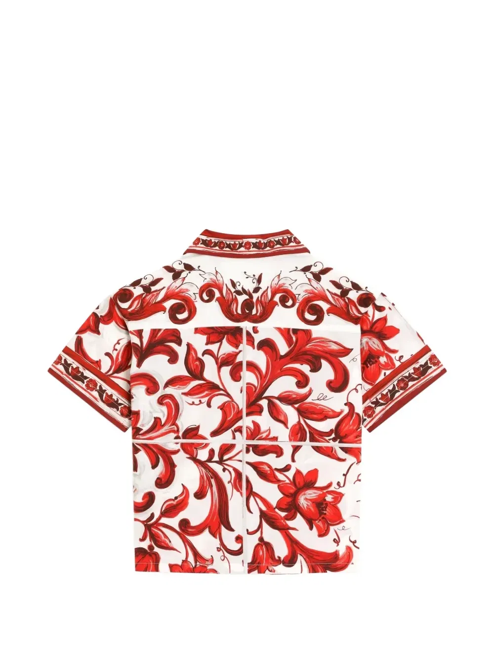Рубашка гавайской расцветки из поплина с принтом "Майолика" Dolce & Gabbana Kids, белый — фото 2