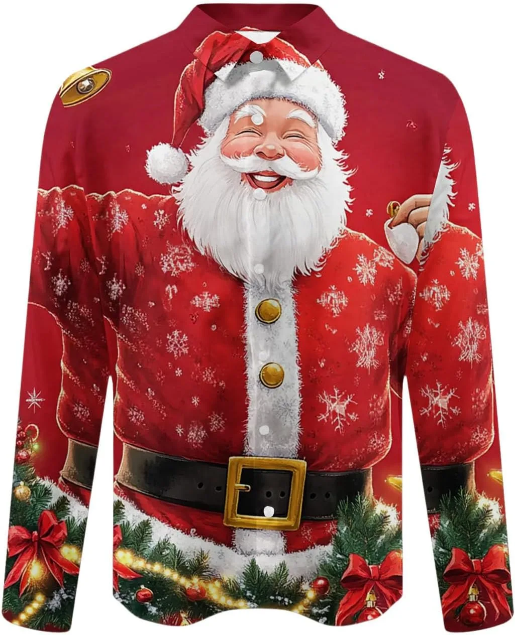 Рубашка с принтом Санта Клауса для мужчин, Long Sleeve, 3D Digital Print — фото 4