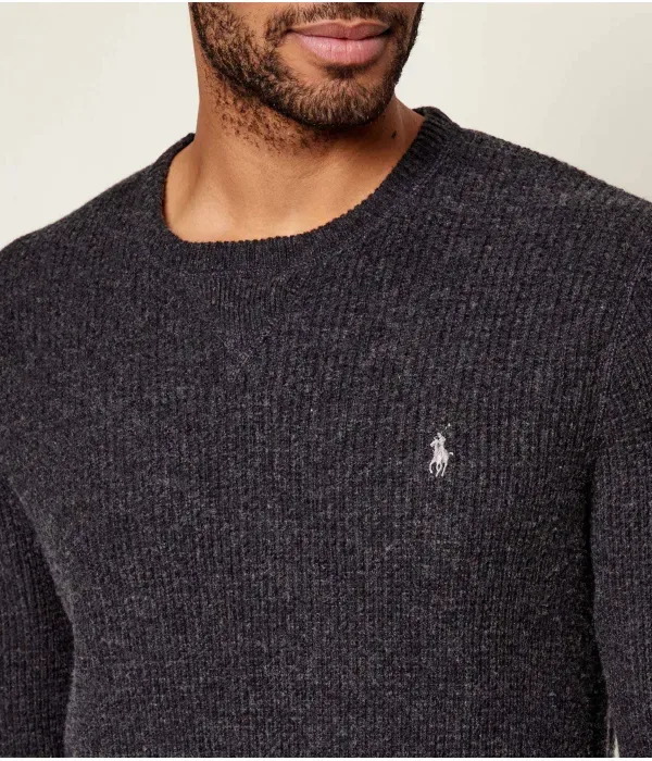 Шерстяной свитер regular fit Polo Ralph Lauren, графитовый — фото 4
