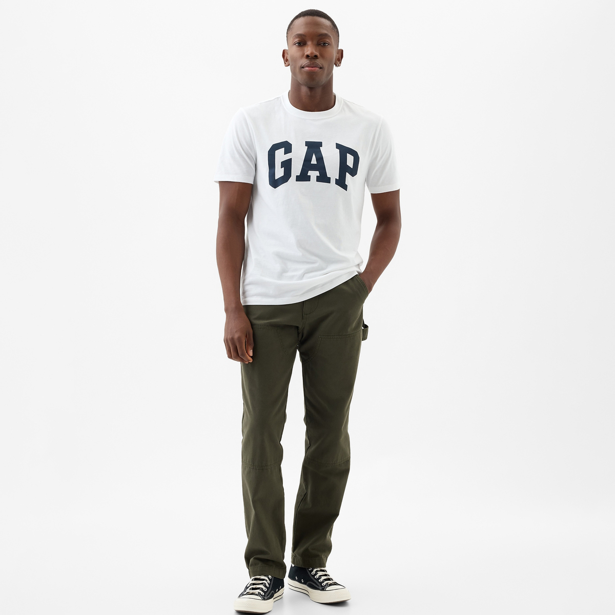 Футболка с коротким рукавом Spring минималистичный стиль универсальный топ Unisex GAP, белый — фото 4