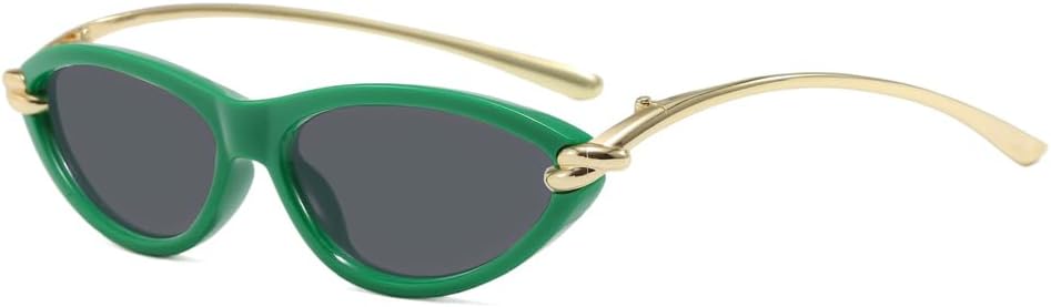 

Овальные солнцезащитные очки «кошачий глаз» для женщин. Стильные ретро-дизайнерские женские солнцезащитные очки «кошачий глаз» в стиле 90-х. Модные узкие очки Azoxus, Green Frame Dark Gray Lens