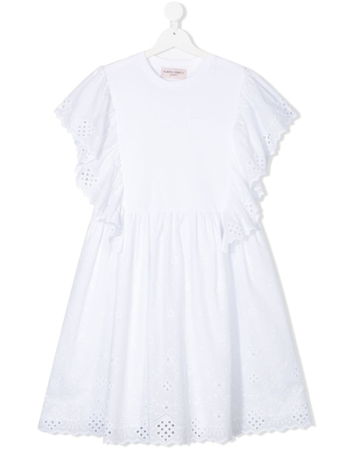 

Платье с кружевной отделкой Alberta Ferretti Kids, белый