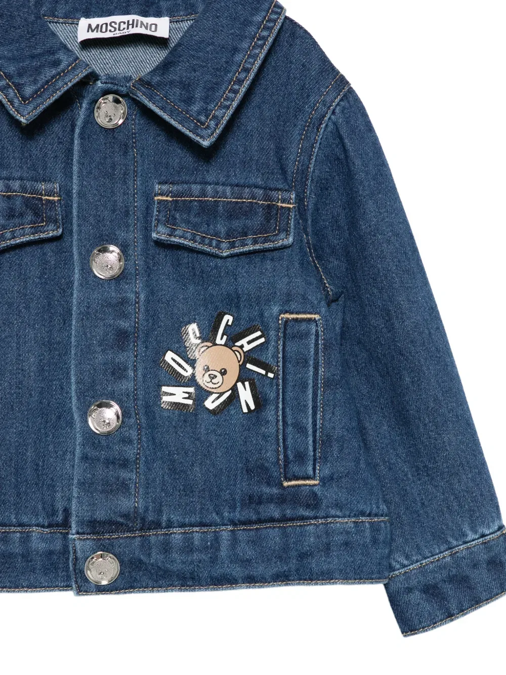 Джинсовая куртка на пуговицах Moschino Kids, синий — фото 3