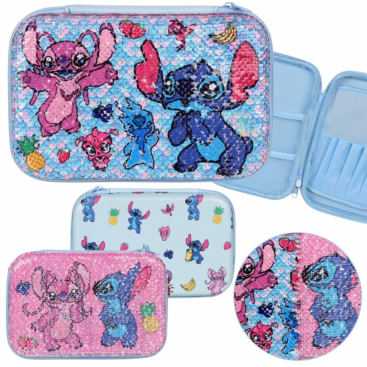 

DISNEY Andzia and Stitch Пенал для кистей, жесткий, блестки 21х14х5см Inna marka