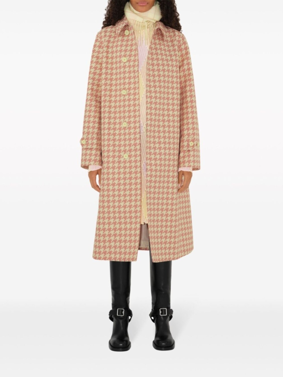 

Burberry длинное пальто в клетку, розовый